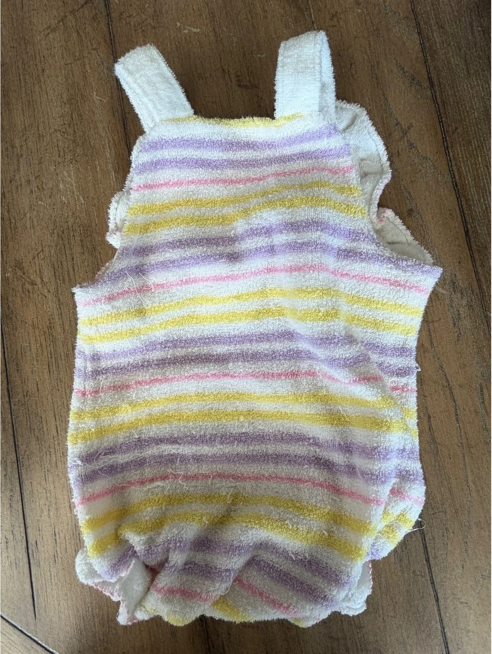 Vintage 70s baby girl terry cloth romper summer stripe 12 month flower Carters